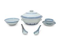 A Partial Set of Chinese Blue and White Porcelain Dinner Service