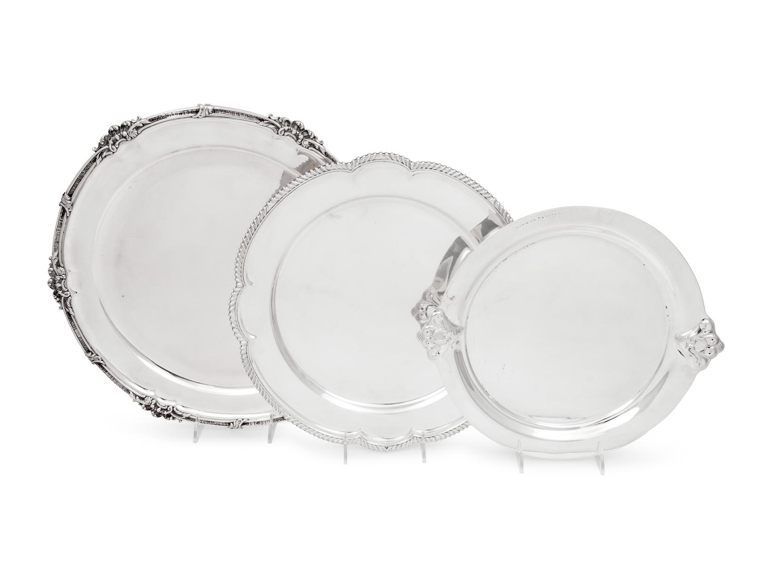 Three Silver Serving Trays