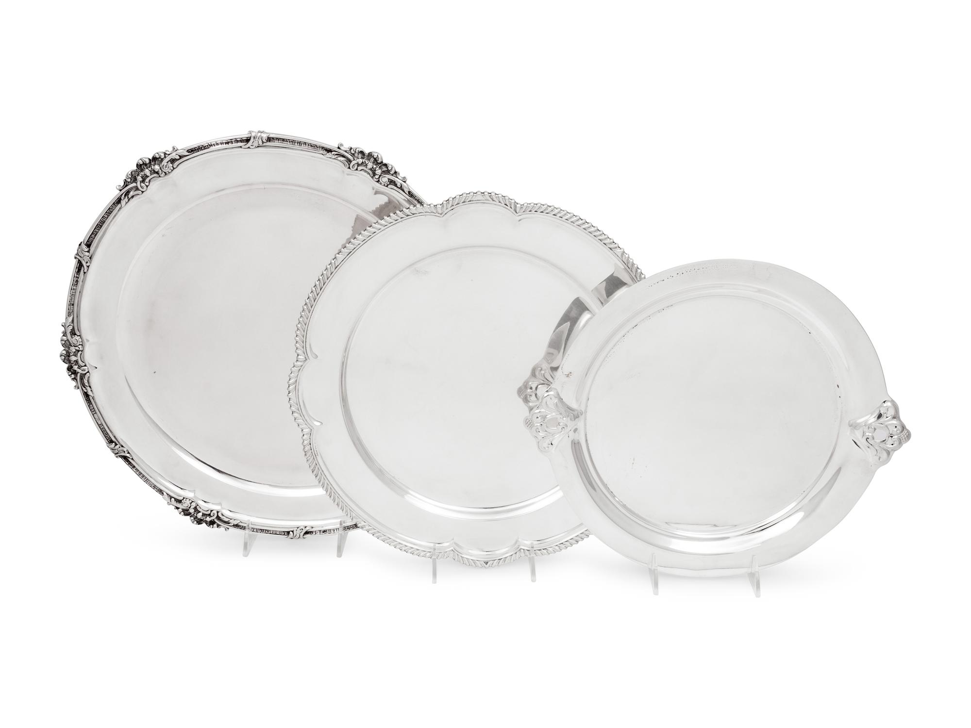 Three Silver Serving Trays