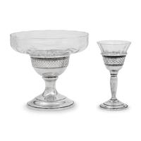 An American Silver Mounted Cut Glass Stemware Service
