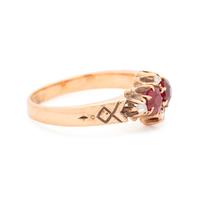 ANTIQUE, GARNET DOUBLET AND DIAMOND RING