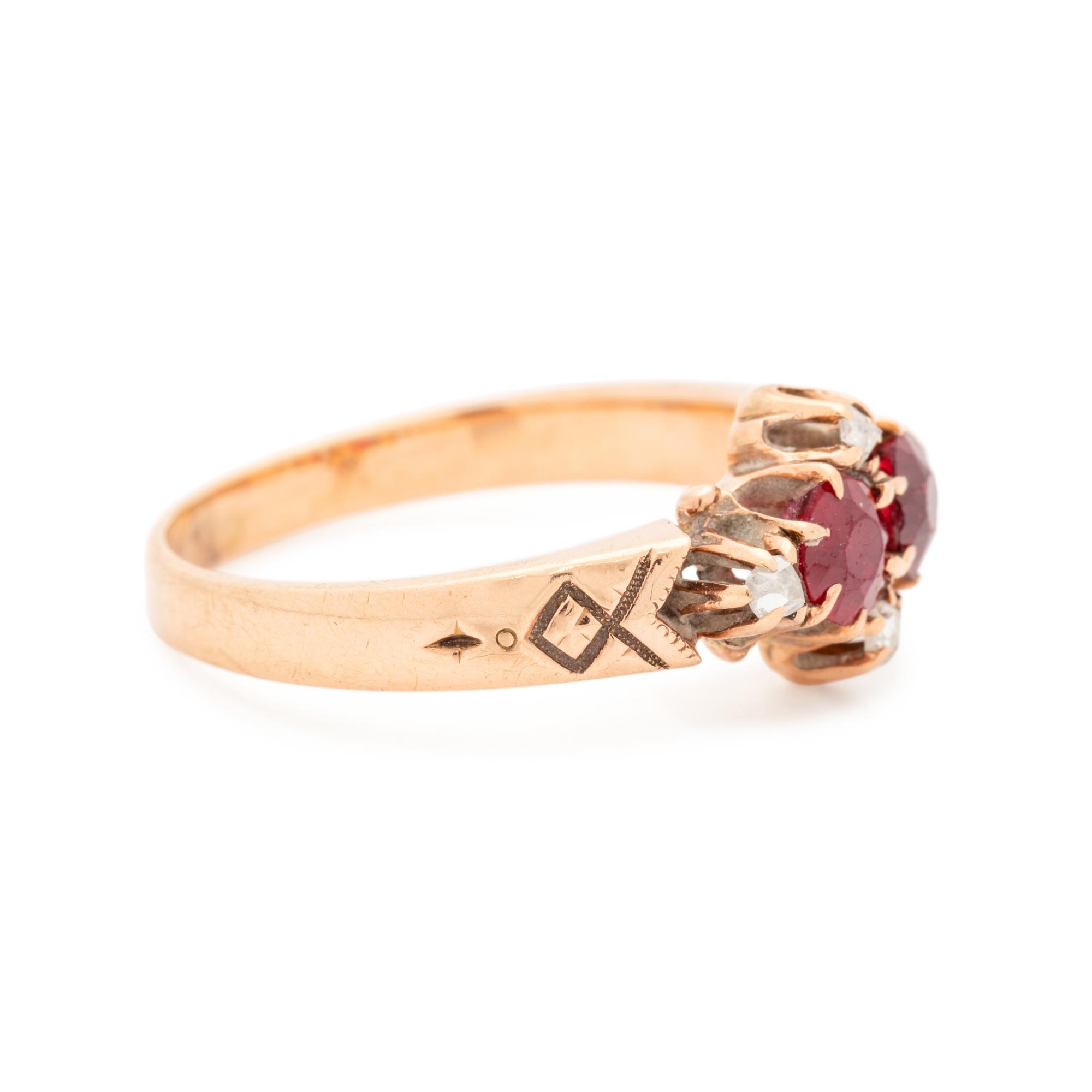 ANTIQUE, GARNET DOUBLET AND DIAMOND RING