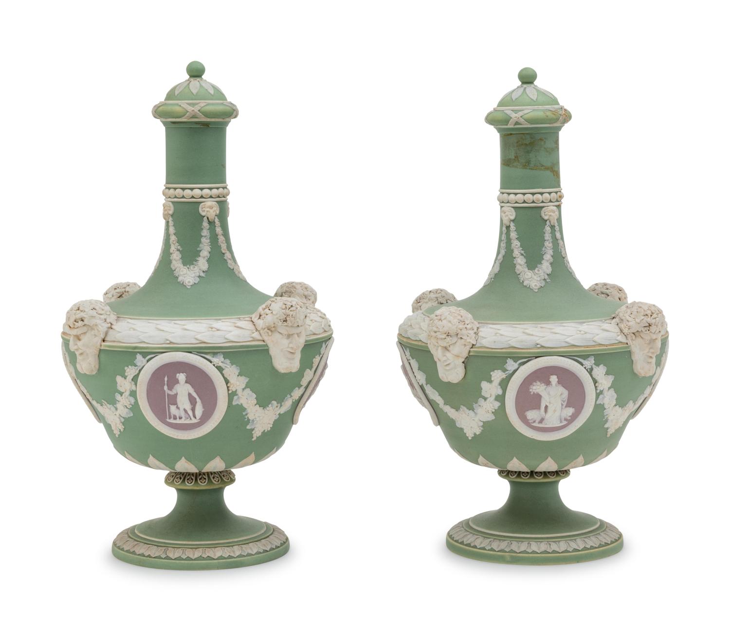 A Pair of Wedgwood Jasperware Barber Bottles