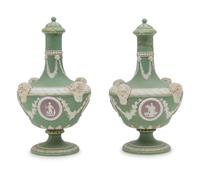 A Pair of Wedgwood Jasperware Barber Bottles