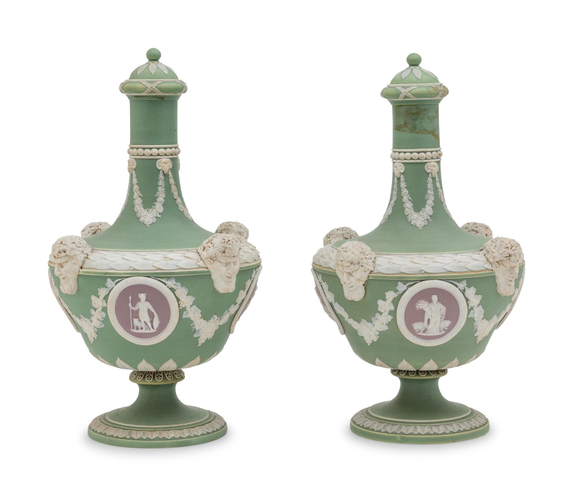 A Pair of Wedgwood Jasperware Barber Bottles