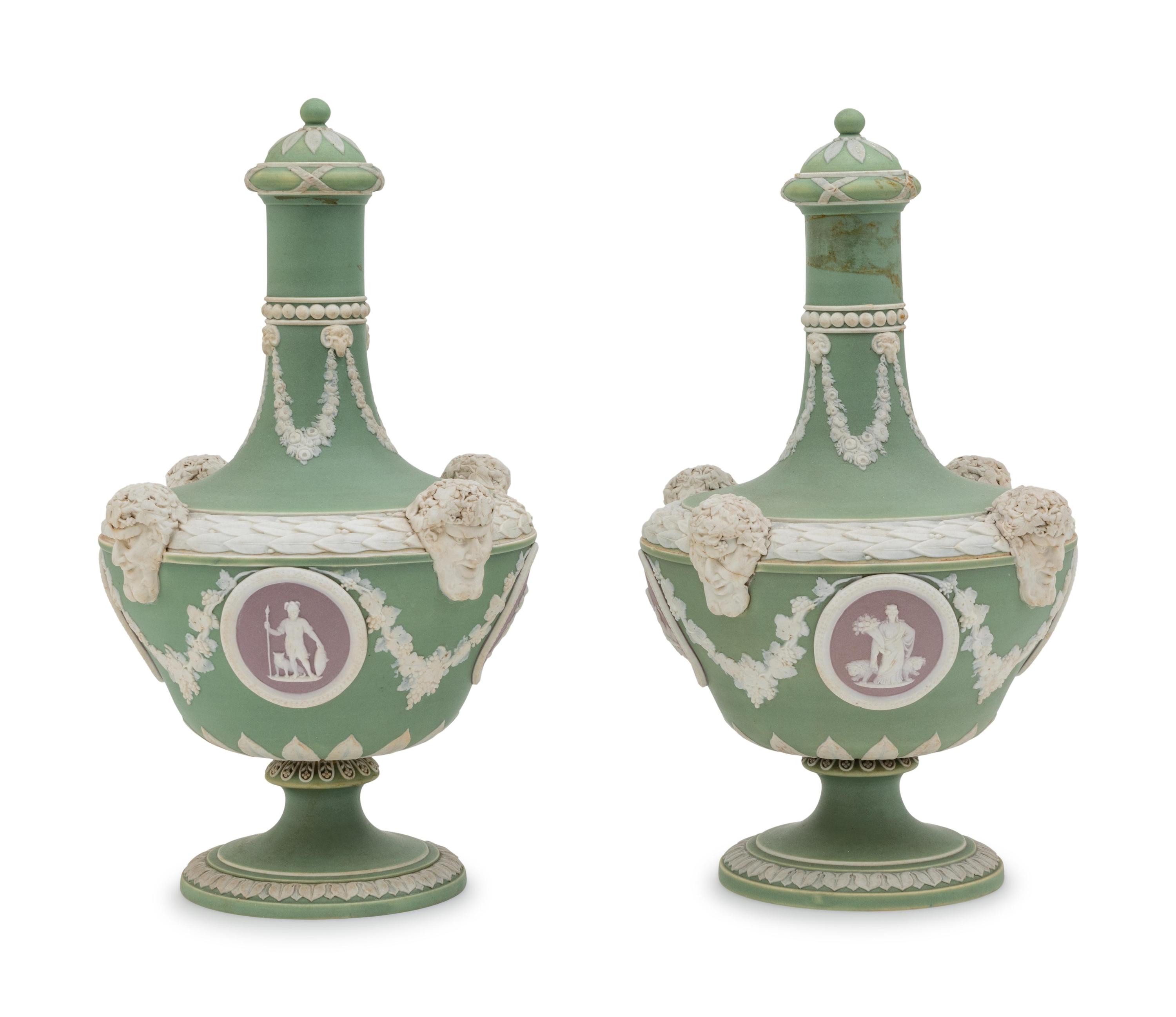 A Pair of Wedgwood Jasperware Barber Bottles