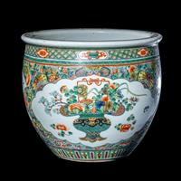A Chinese Famille Verte Porcelain Fish Pot