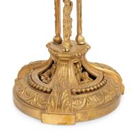 A Pair of French Gilt Bronze Tripartite Candlesticks
