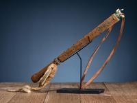 Plains Tacked Wood Quirt, with Hands and Horse Tracks