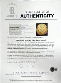 A 1955 Chicago White Sox Team Signed Autograph Baseball Including Nellie Fox (Beckett Authentication Services) - 30 Signatures