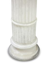 A Pair of Italian Frosted Glass Floor Lamps Modeled as Urns on Pedestals