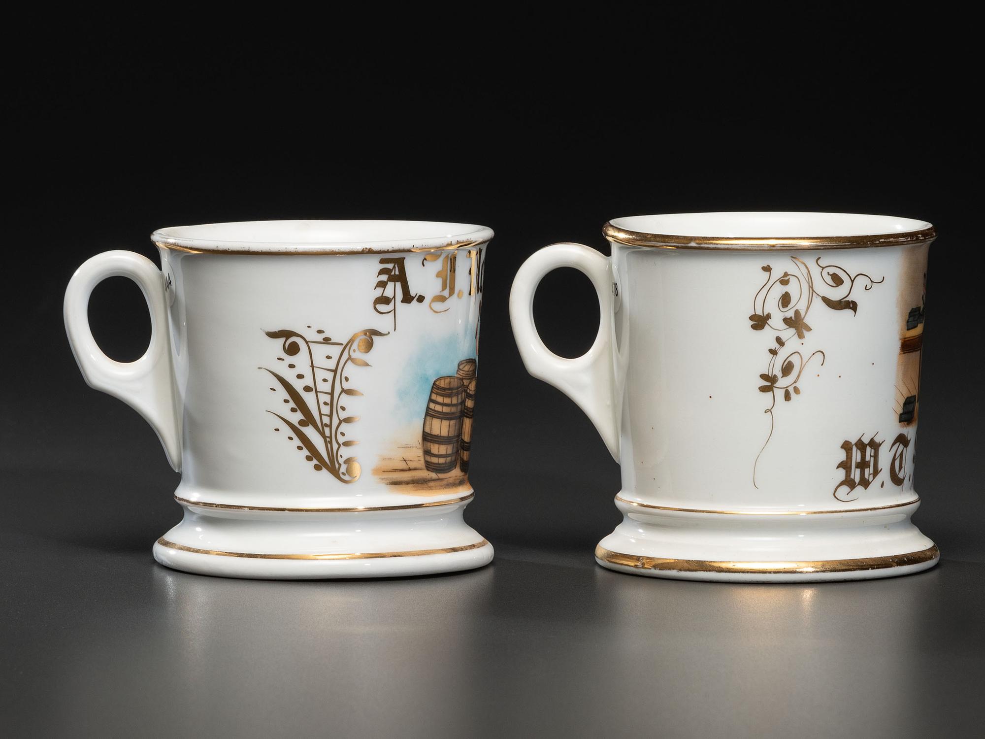 Two Tradesman's Porcelain Occupational Shaving Mugs