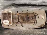 Silver and Petrified Wood Belt Buckle, with Gold Accents on Reverse