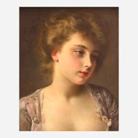 Gustave Jean Jacquet (French, 1846-1909) Portrait Bust of a Young Woman