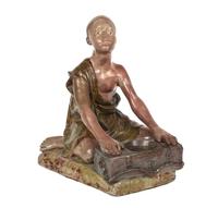 A Mueller Glazed Ceramic Figure of Arab Boy Height 11 inches. — 20TH CENTURY