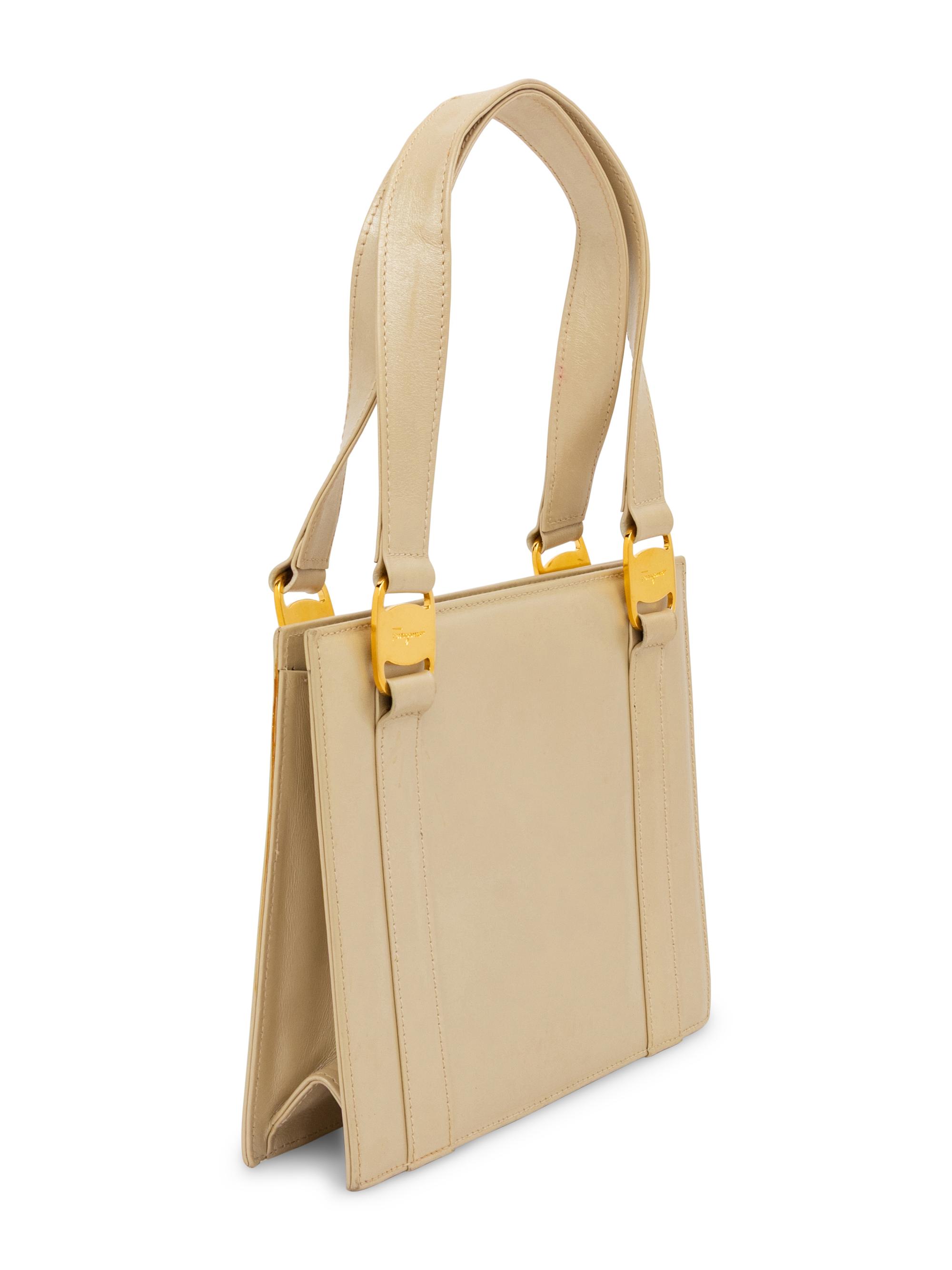 Ferragamo, Taupe Leather Handbag
