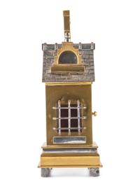 A French Gilt and Silvered Ormolu Gothic-Style Carriage Clock