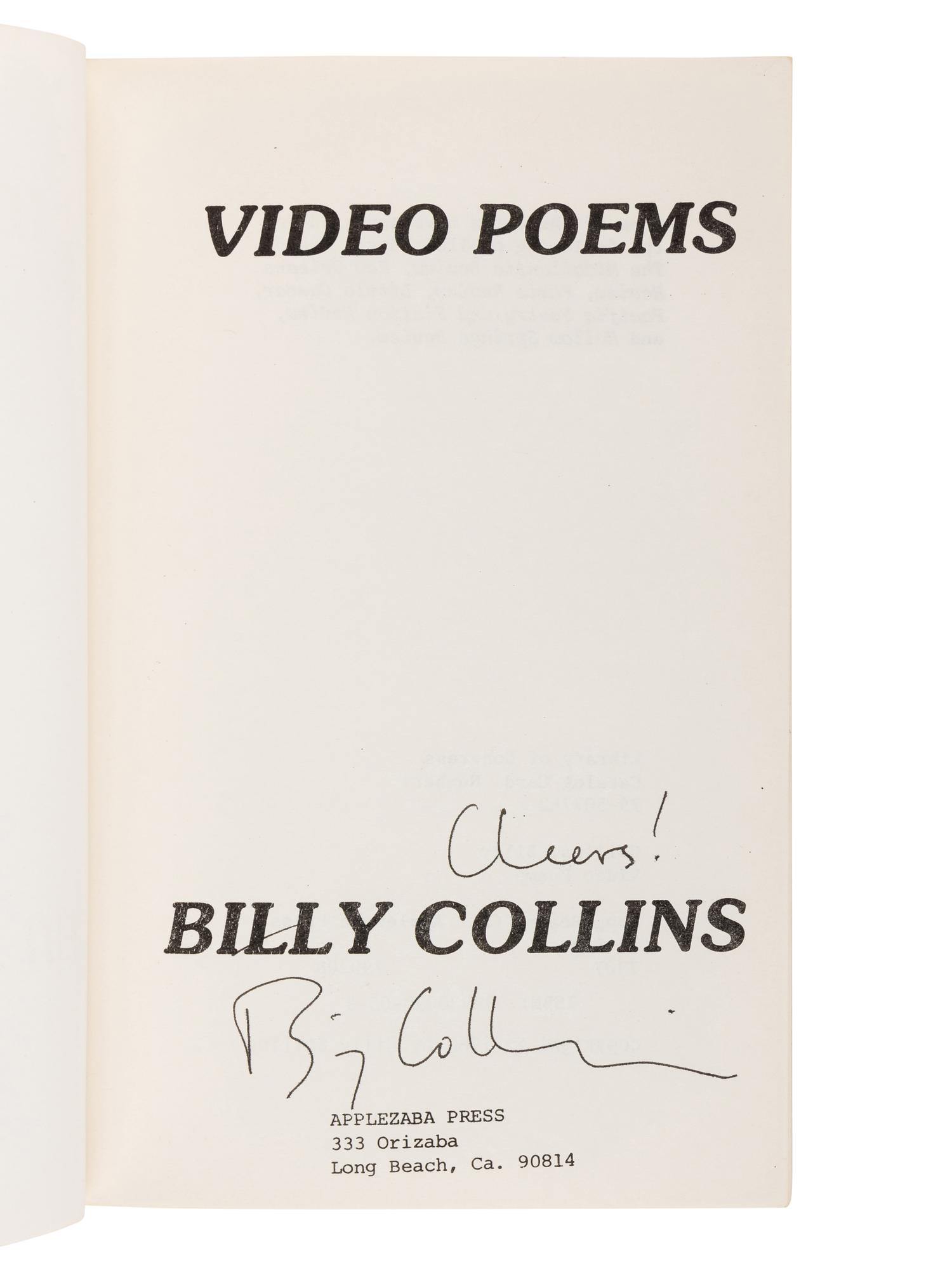 COLLINS, Billy (b. 1941). Questions About Angels . New York: William Morrow and Company, Inc., 1991.
