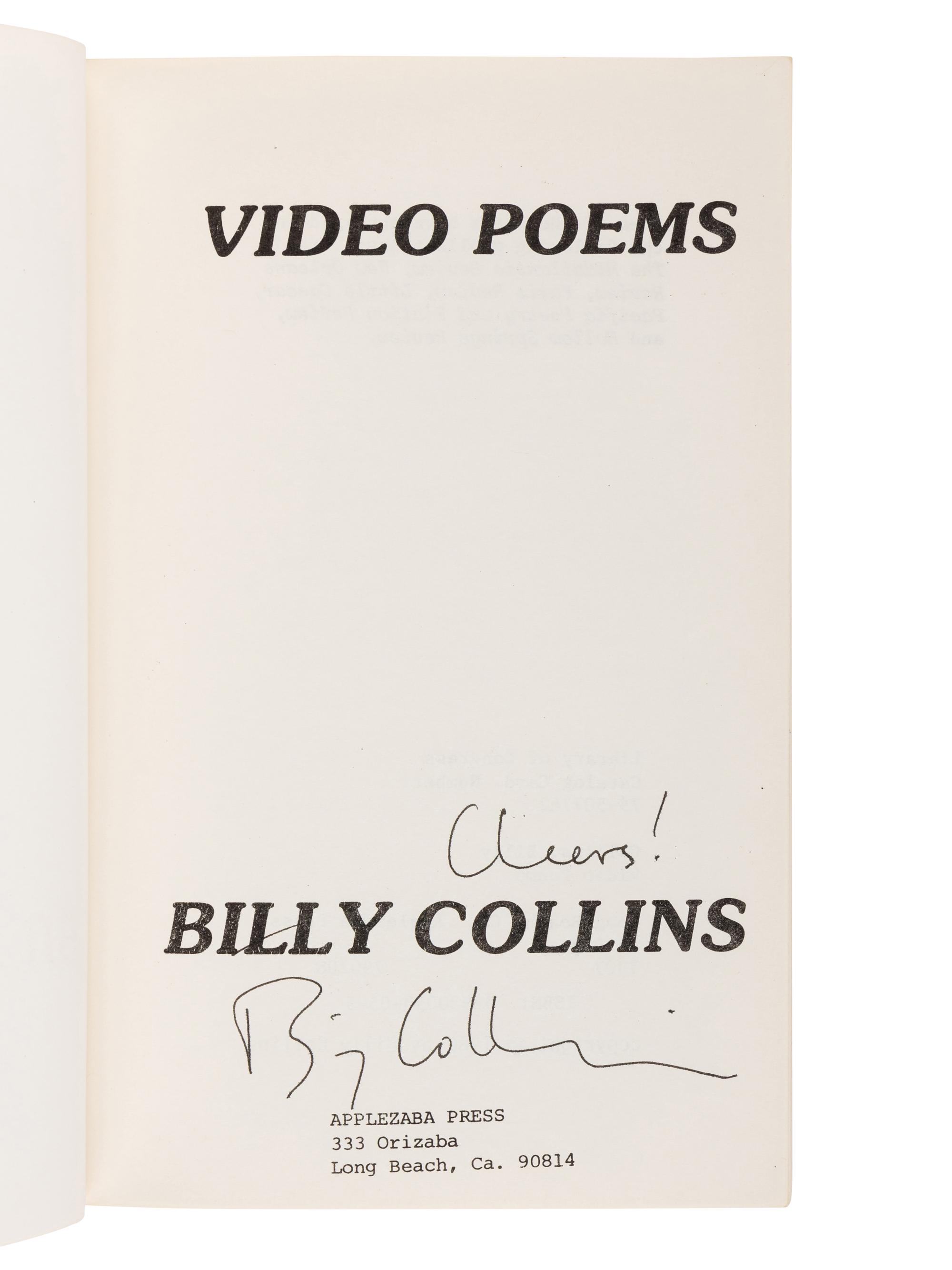 COLLINS, Billy (b. 1941). Questions About Angels . New York: William Morrow and Company, Inc., 1991.