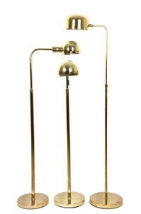 Three Brass Floor Lamps Height of first 40 inches.