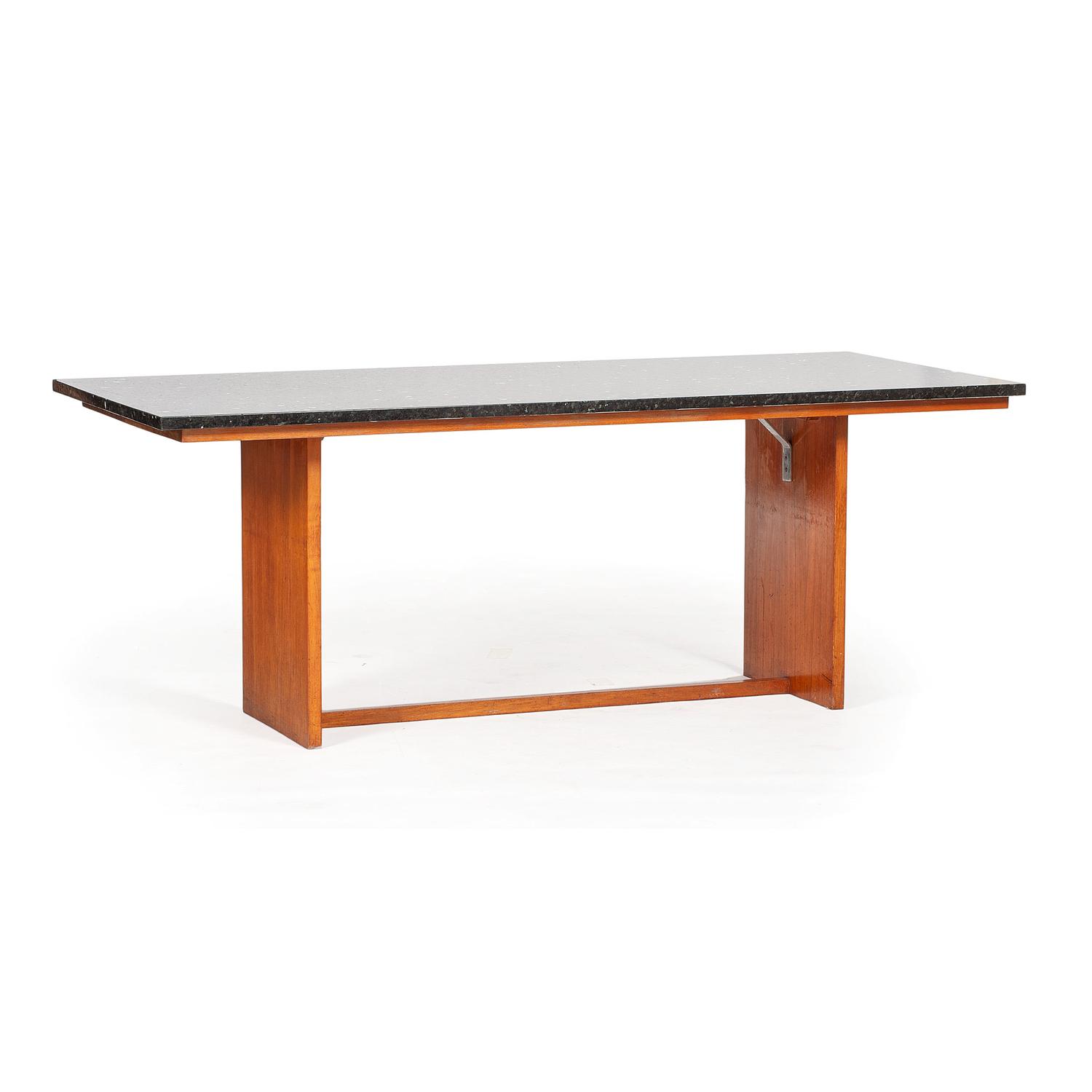 A Craftsman Style Walnut and Granite Top Table