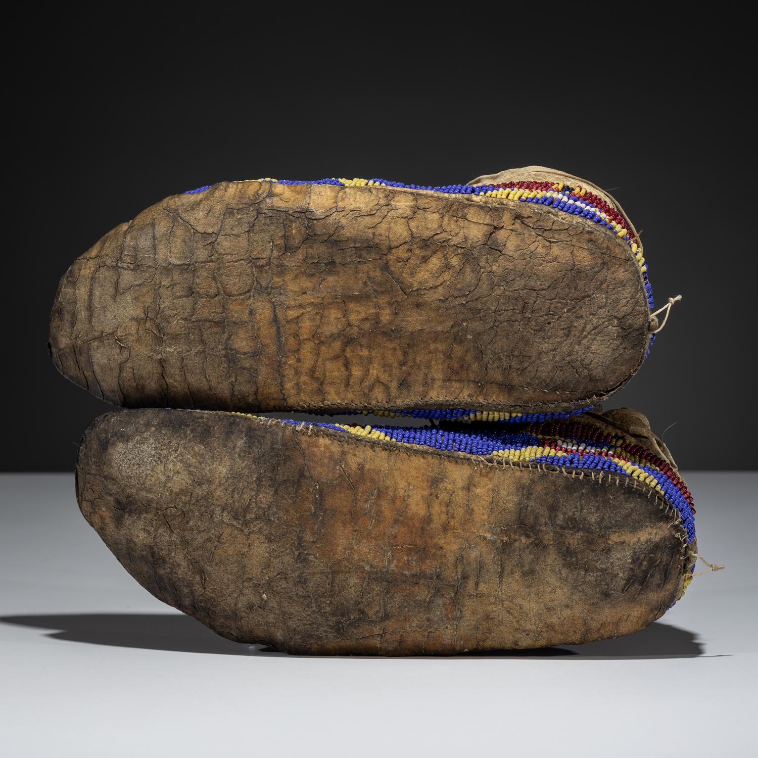 Sioux Beaded Buffalo Hide Moccasins