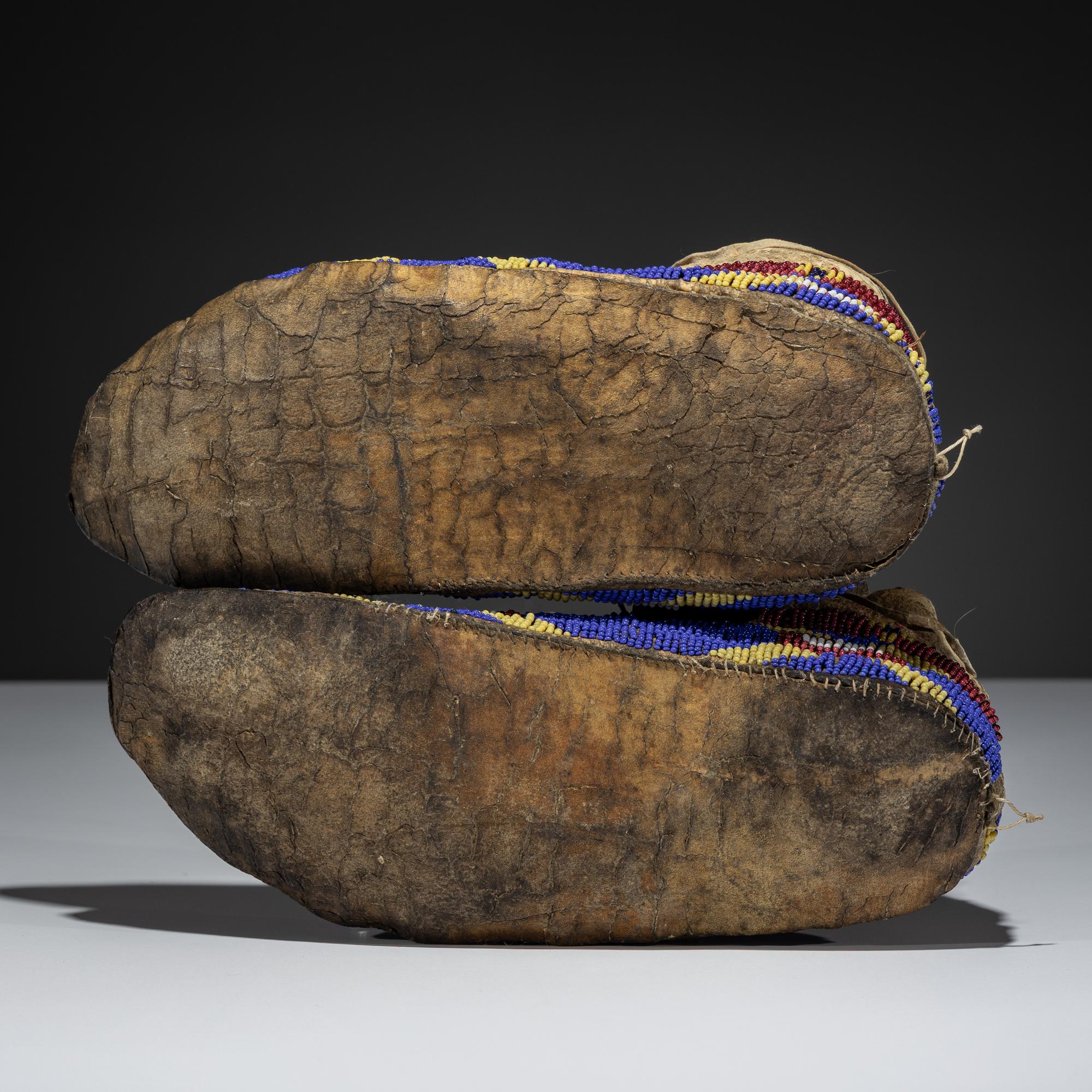Sioux Beaded Buffalo Hide Moccasins