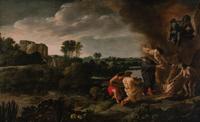 Italianate River Landscape with Witches Sacrifice and Castle Ruins in a Distance