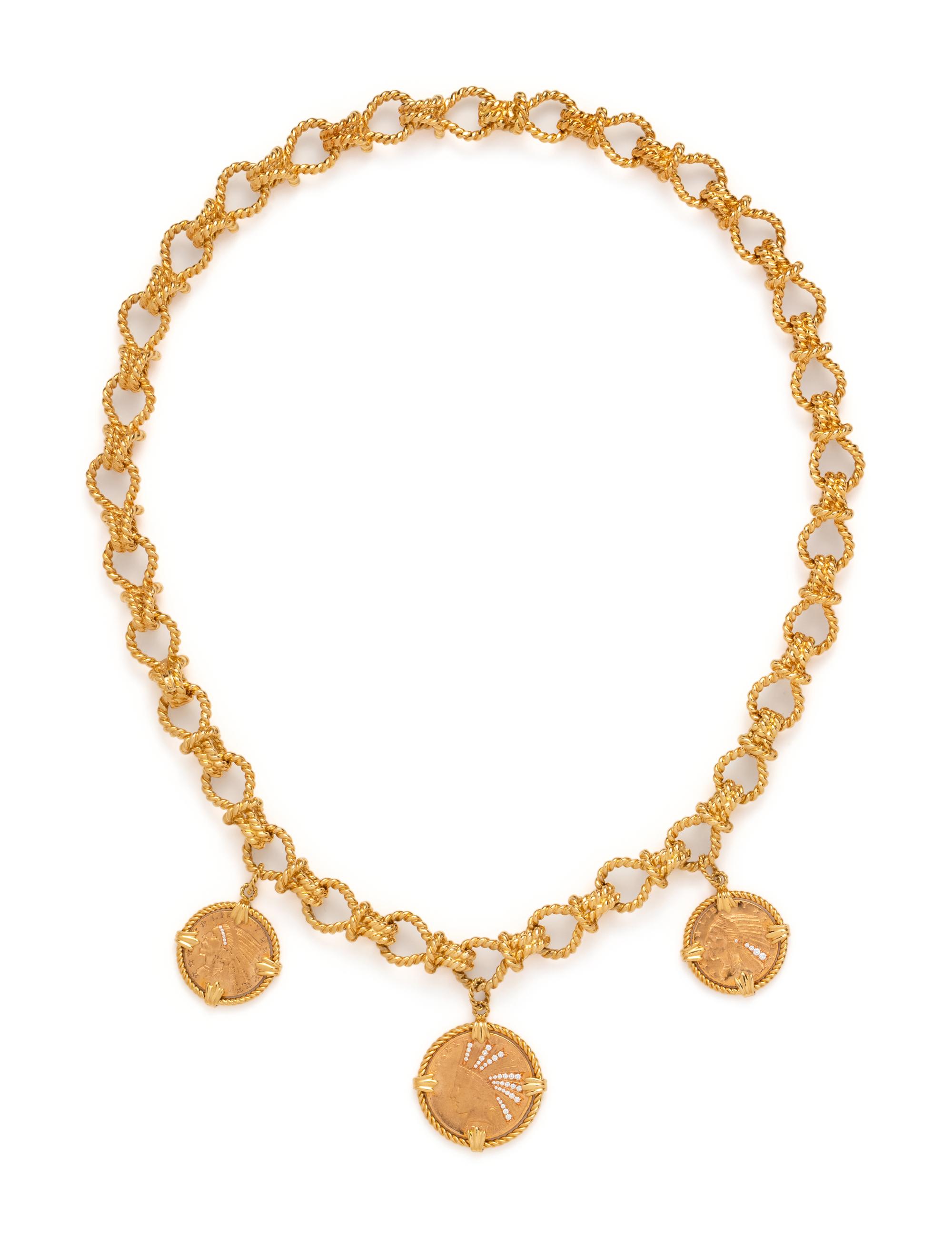 VERDURA, CONVERTIBLE YELLOW GOLD NECKLACE/BRACELET SET