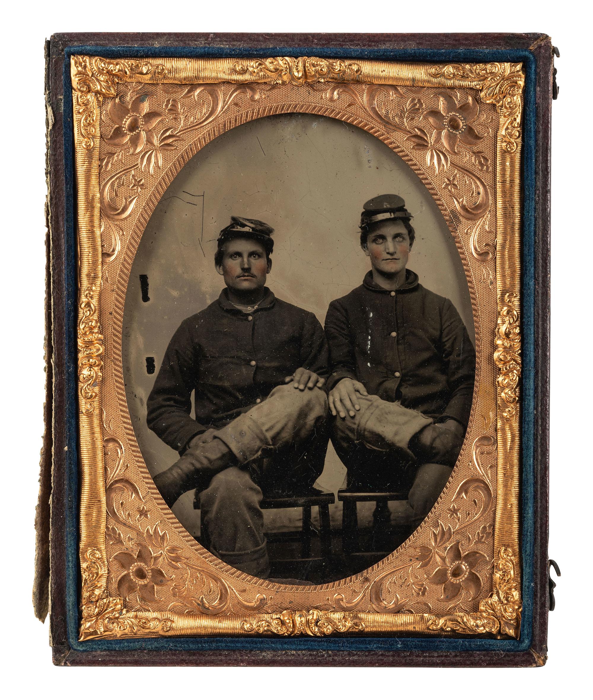 [CIVIL WAR]. 3 tintypes of Union soldiers who appear to have "seen the elephant."