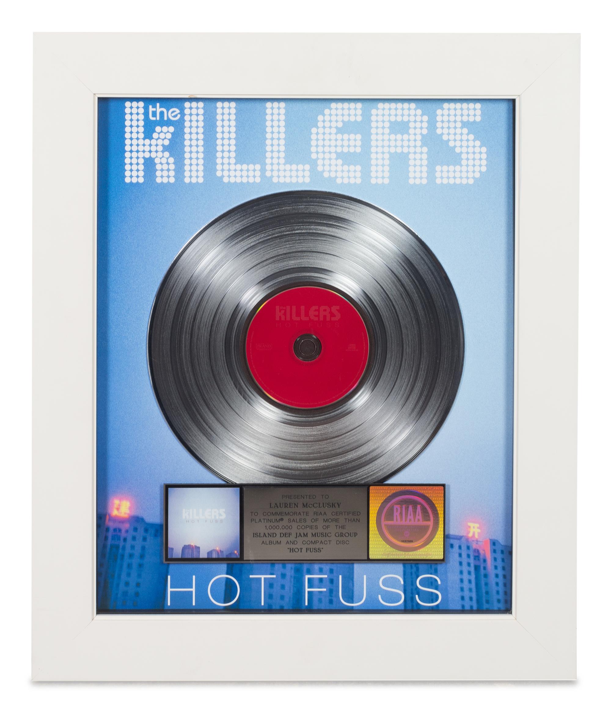 A The Killers: Hot Fuss RIAA Certified Platinum Presentation Album 24 1/4 x 20 1/4 inches.