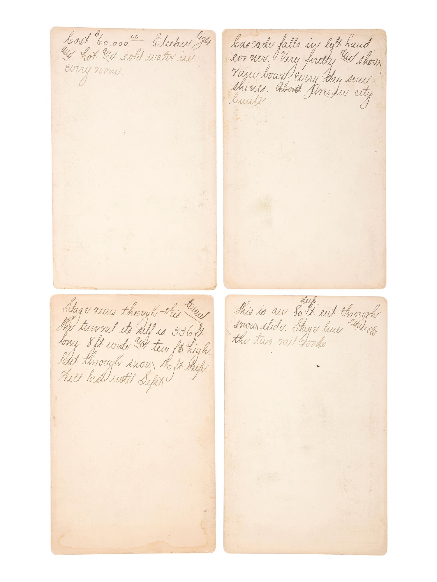 [COLORADO]. MOORE, G.W., photographer. A group of 4 boudoir cards featuring scenes around Ouray. Ouray, CO: Rose, Jeweler, [ca 1890s].