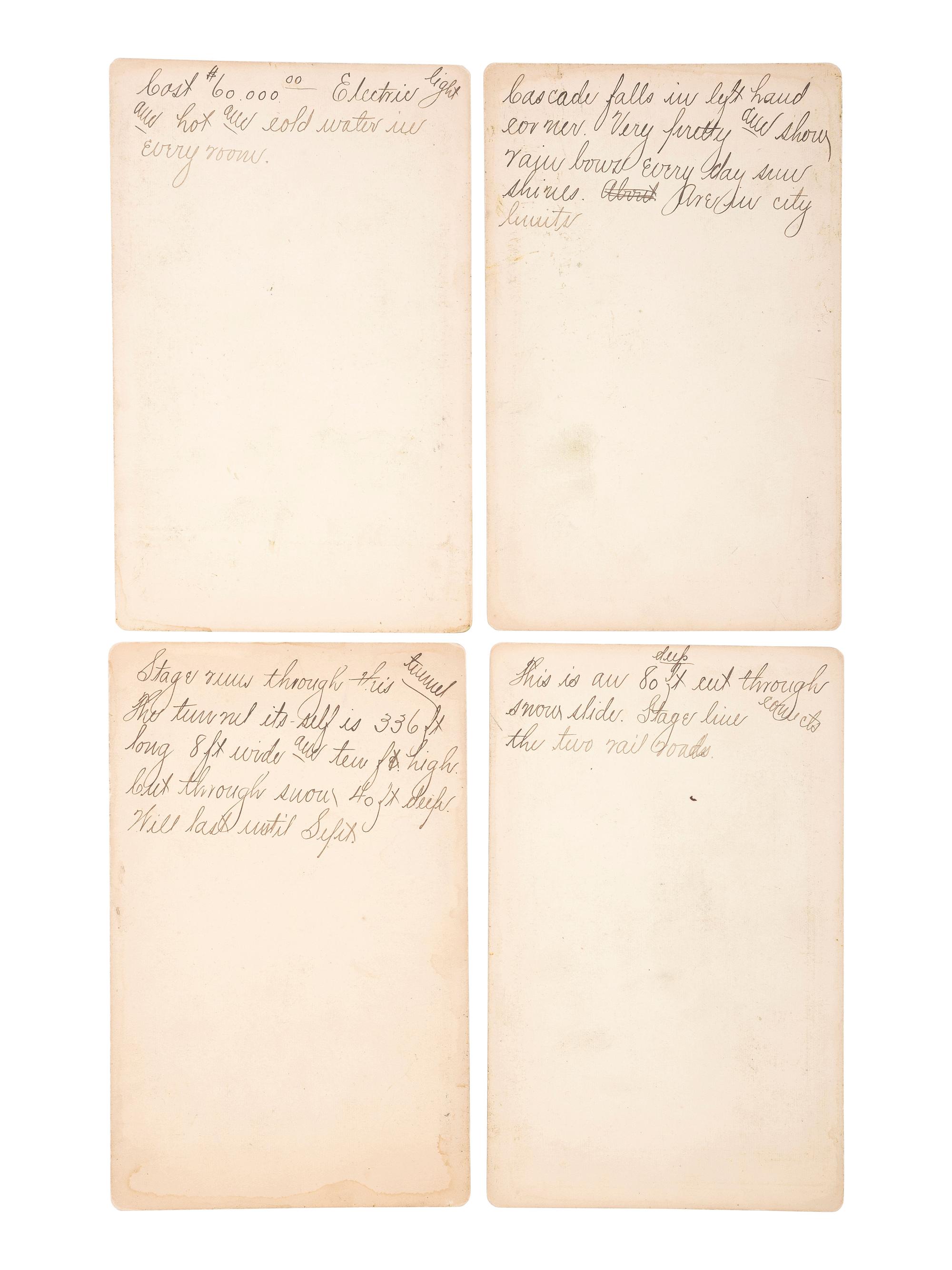 [COLORADO]. MOORE, G.W., photographer. A group of 4 boudoir cards featuring scenes around Ouray. Ouray, CO: Rose, Jeweler, [ca 1890s].