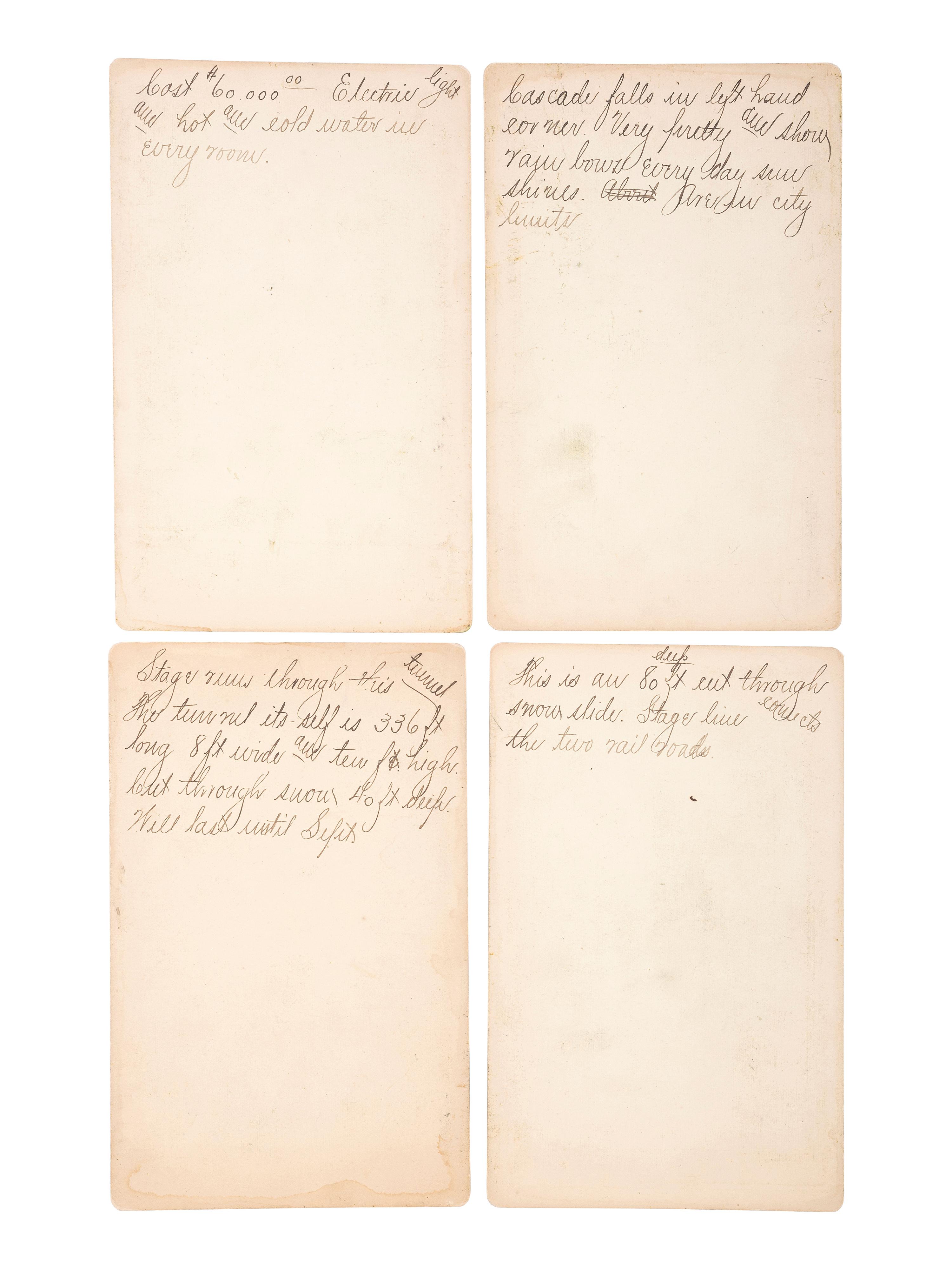 [COLORADO]. MOORE, G.W., photographer. A group of 4 boudoir cards featuring scenes around Ouray. Ouray, CO: Rose, Jeweler, [ca 1890s].