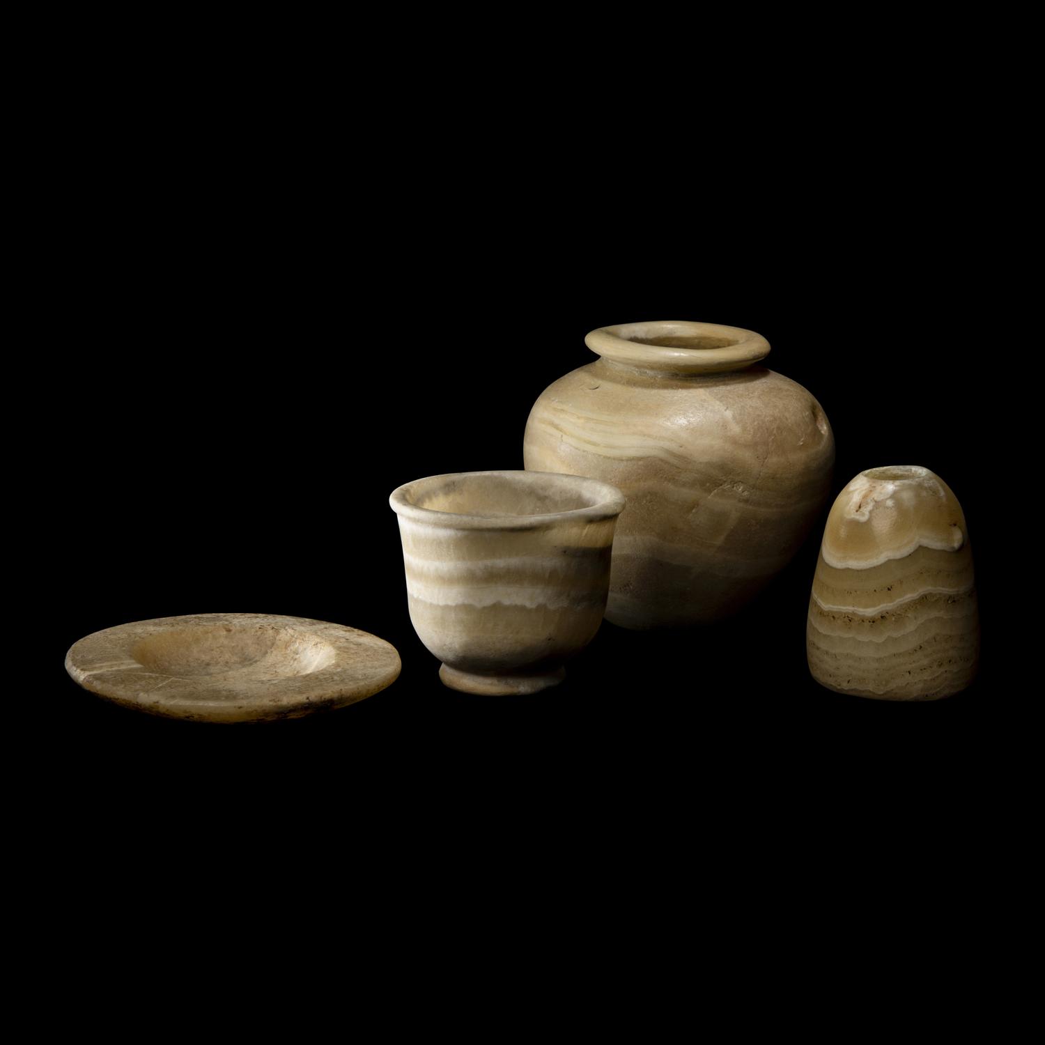 Four Egyptian Alabaster Vessels