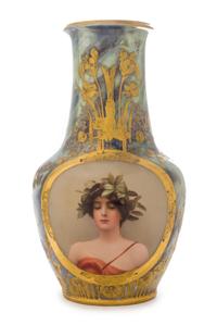 A Continental Porcelain Vase Height 13 1/4 inches.
