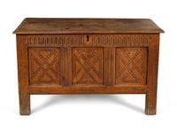 A Charles II Carved and Paneled Oak Coffer