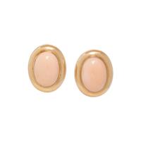 YELLOW GOLD AND ANGEL SKIN CORAL EARLCLIPS
