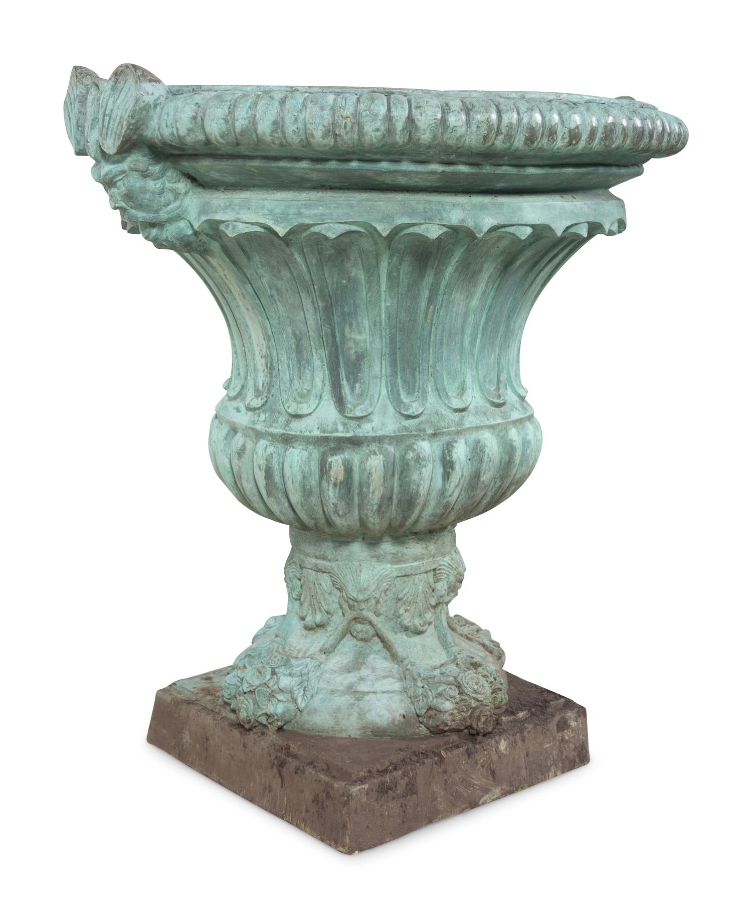 A Pair of Cast Metal Planters