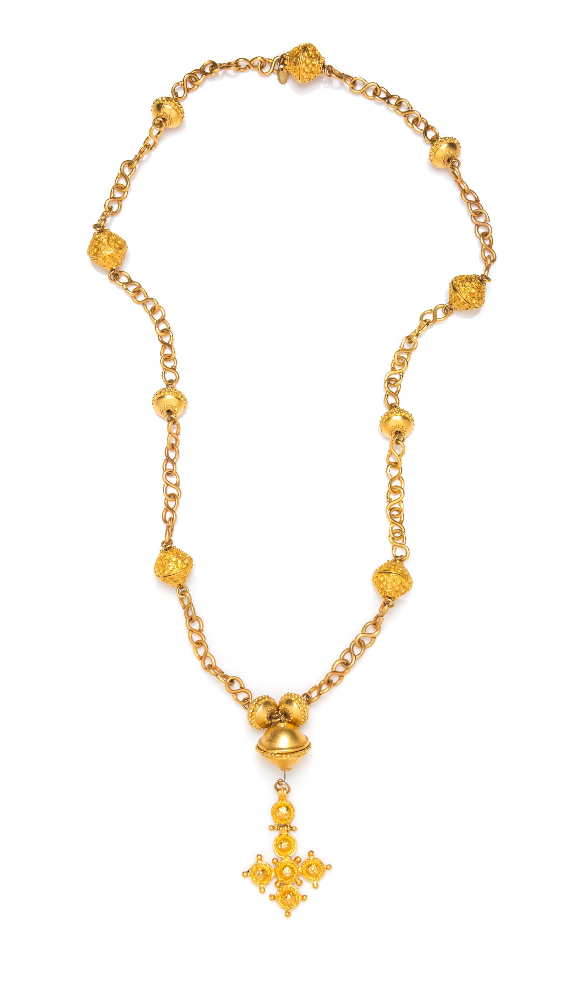 A Deanna Hamro Goldtone Long Pendant Necklace,