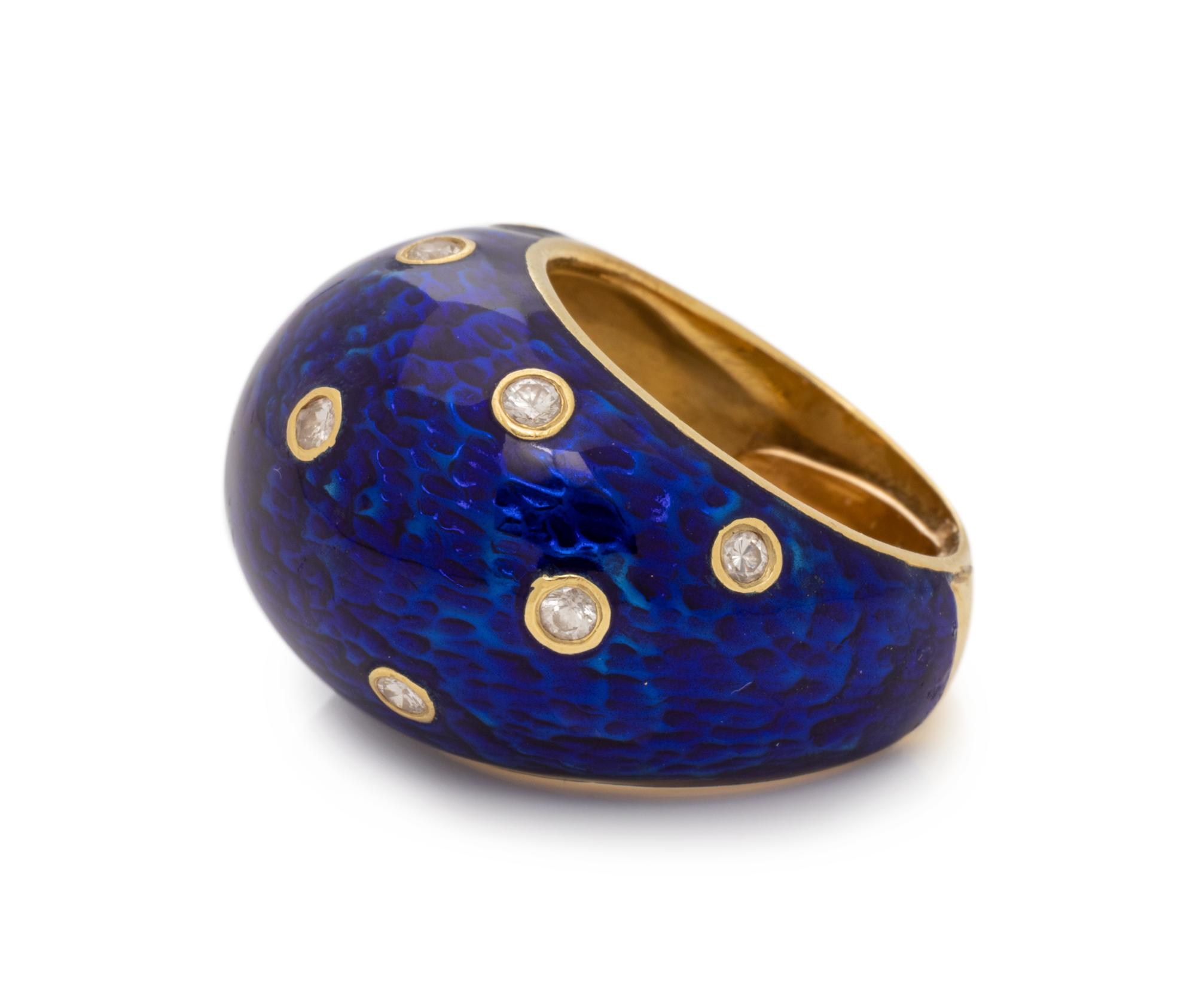 ENAMEL AND DIAMOND BOMBE RING