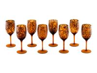 A Set of Eight Contemporary Colored Glass Wine Stems