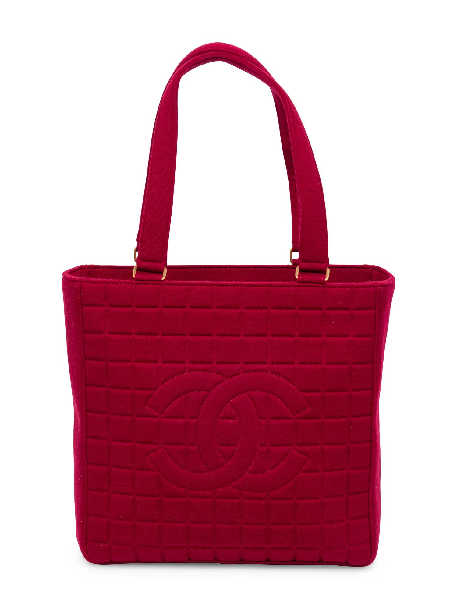 Chanel, Burgundy Quilted Jersey Tote