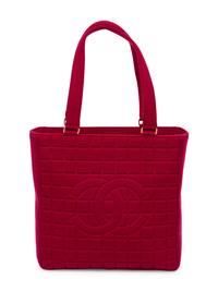 Chanel, Burgundy Quilted Jersey Tote