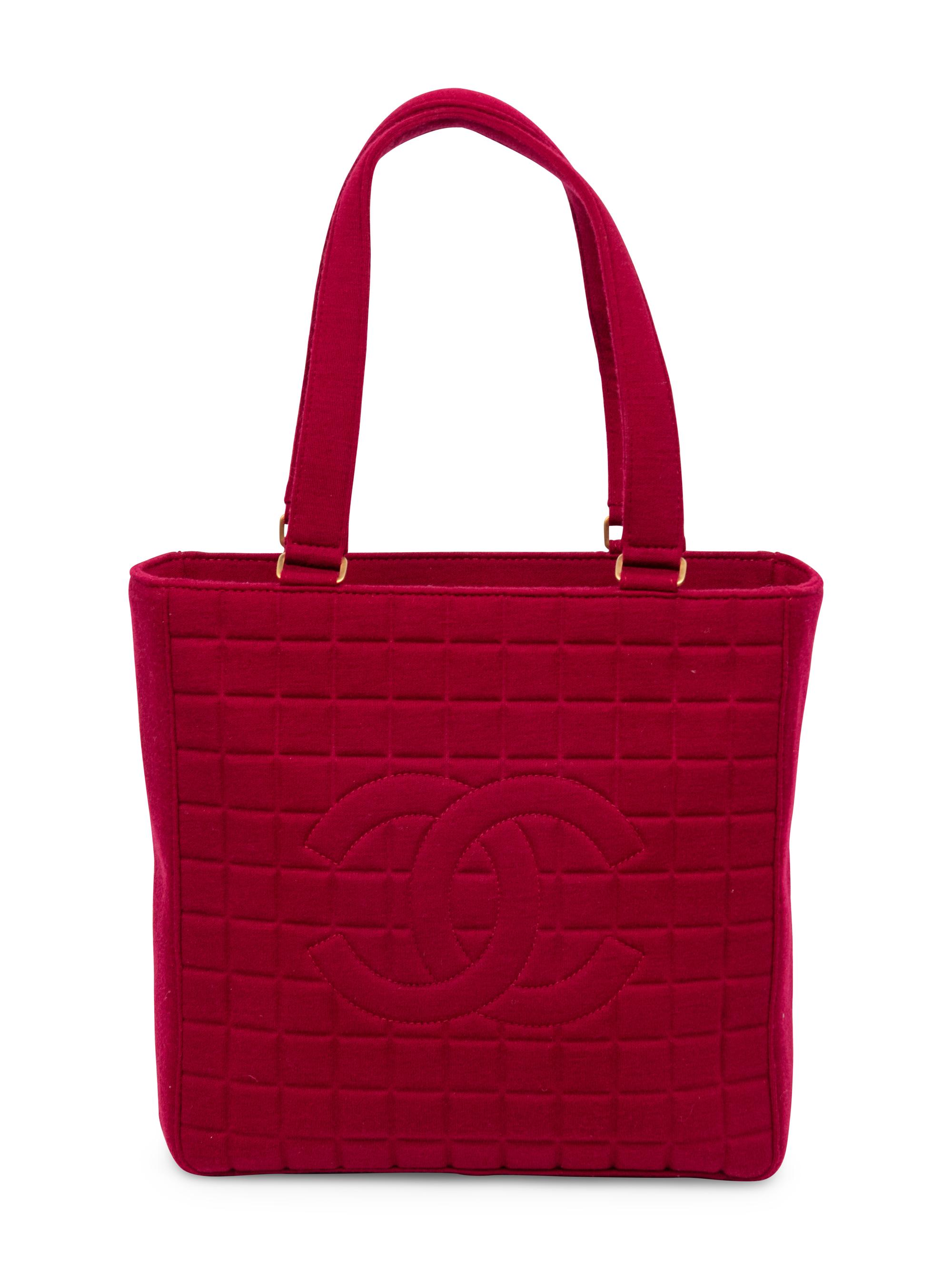 Chanel, Burgundy Quilted Jersey Tote