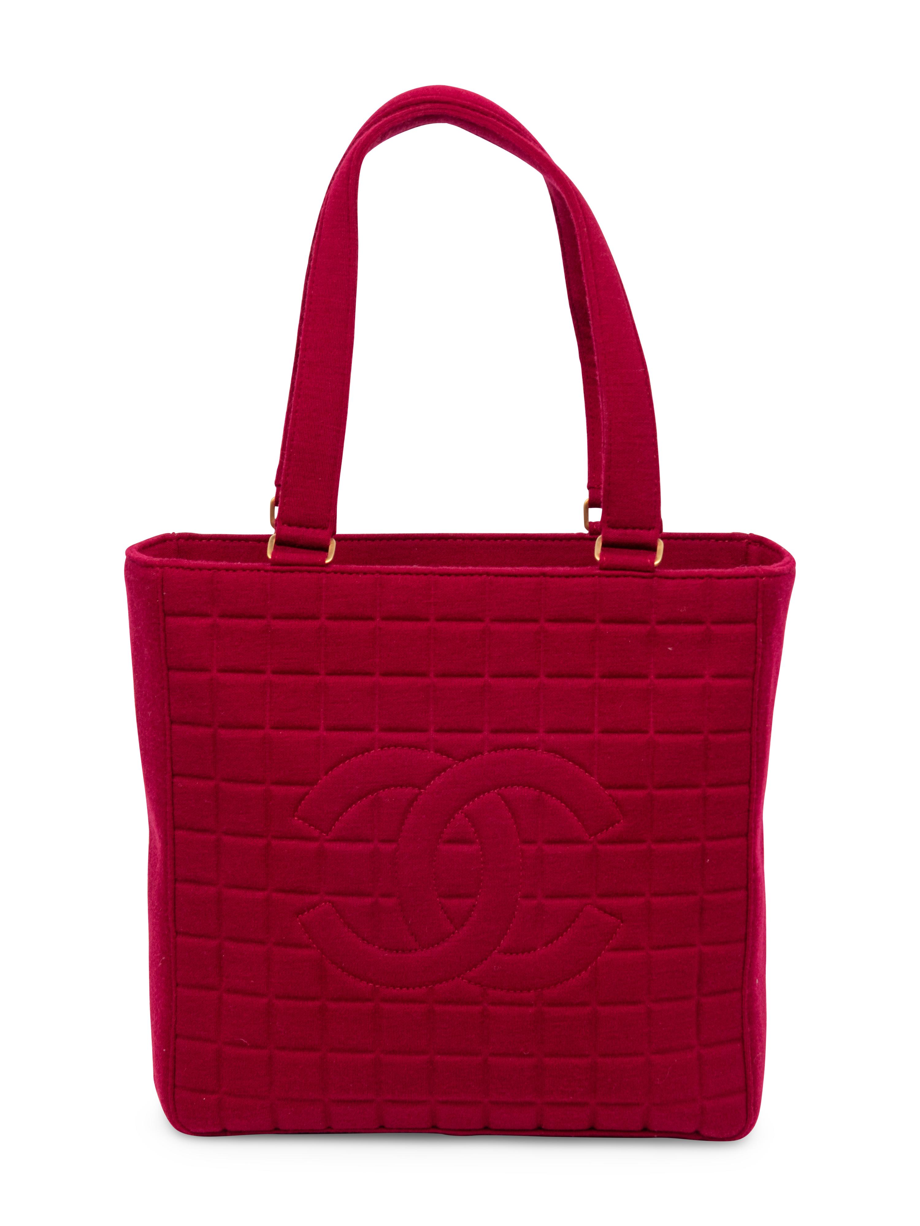 Chanel, Burgundy Quilted Jersey Tote