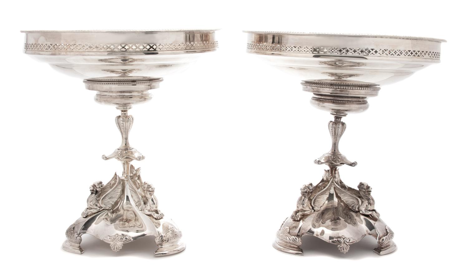 A Pair of English Victorian Silver-Plated Fruit-Stands