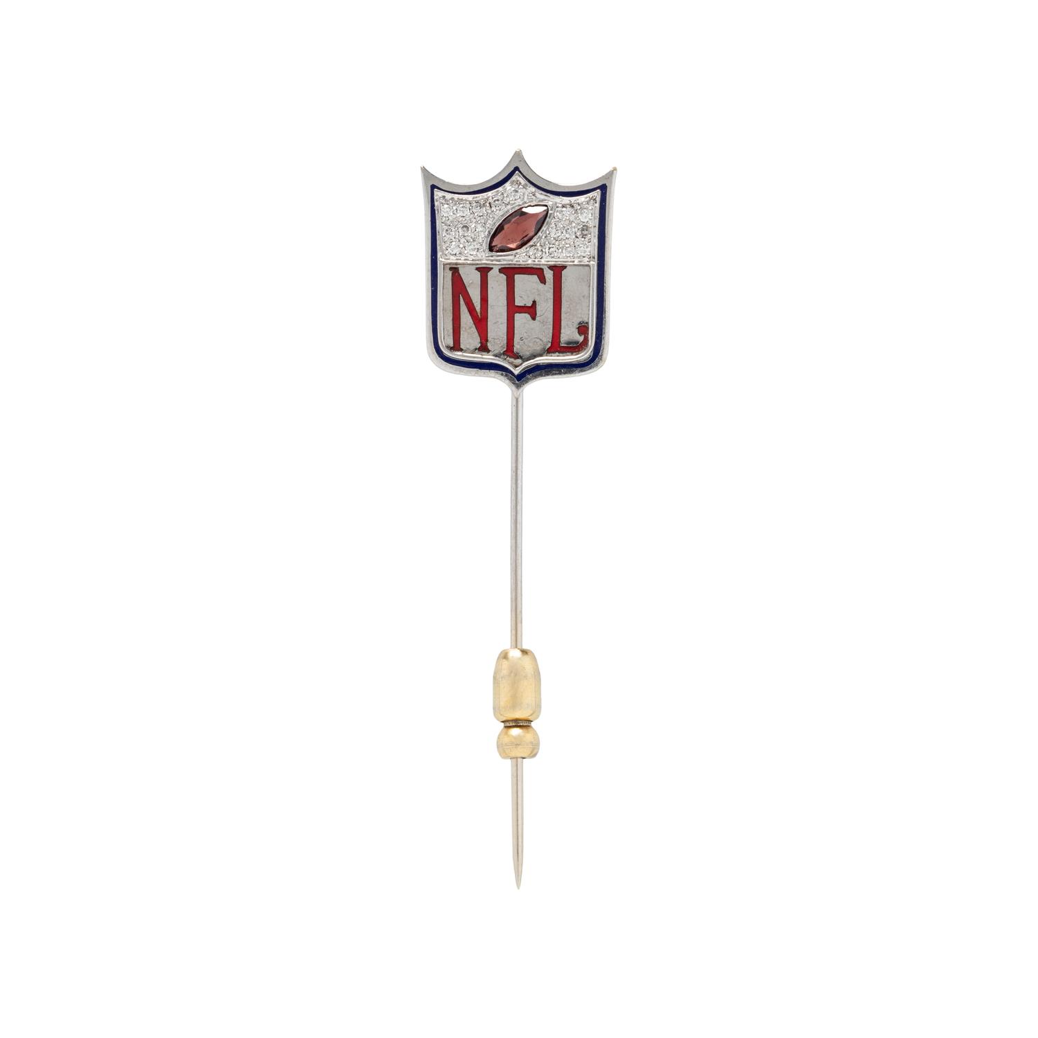 DIAMOND, GARNET, AND ENAMEL 'NFL' STICK PIN