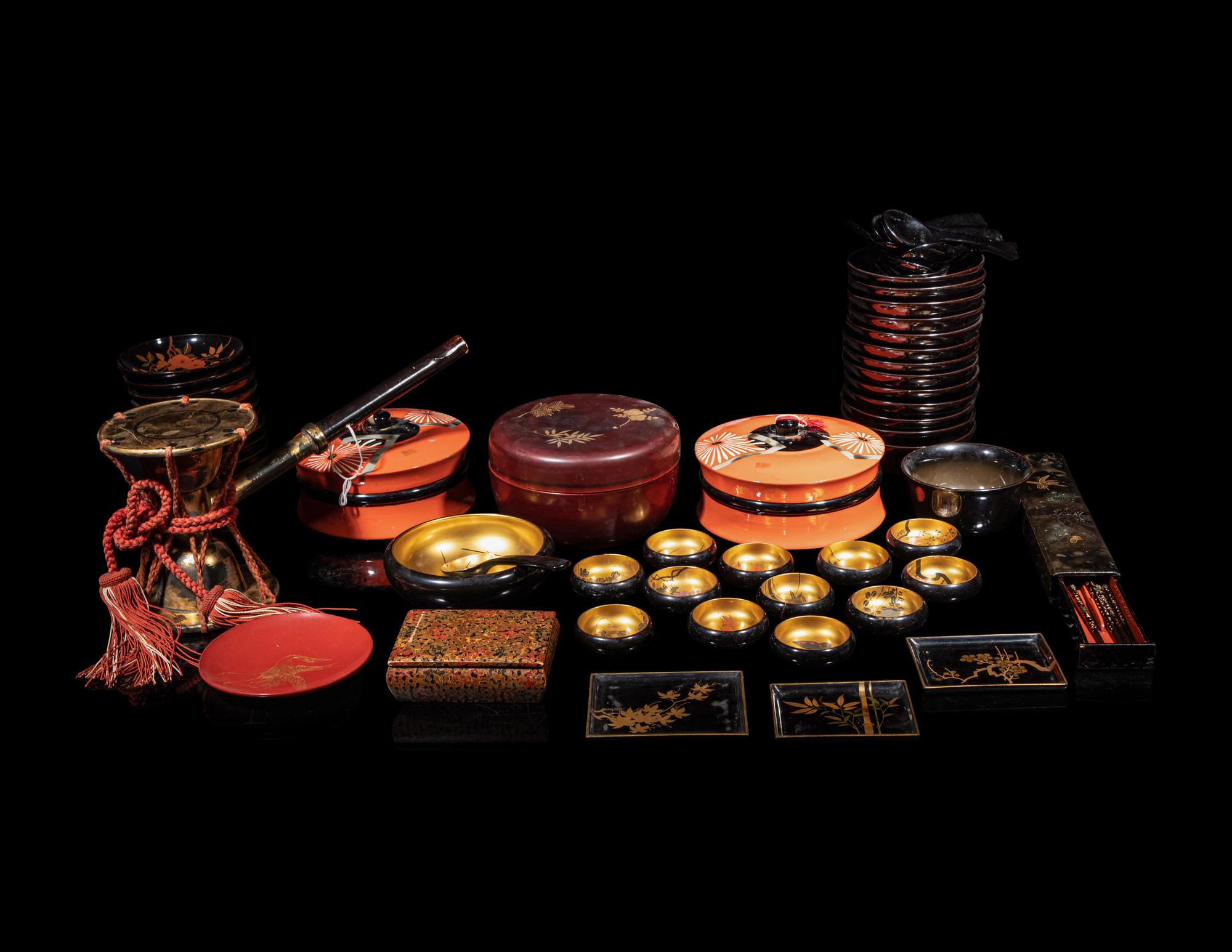 A Large Collection of Japanese Lacquer Wares