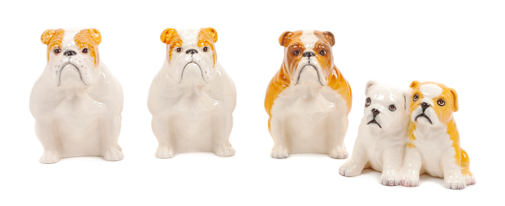 A Group of Four Royal Doulton Bulldogs Height of tallest 5 inches.